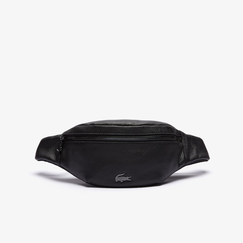 Bolsas Lacoste Masculino Pretas Soft Matte Grained Leather Zip Belt Bag AP4-79127B1