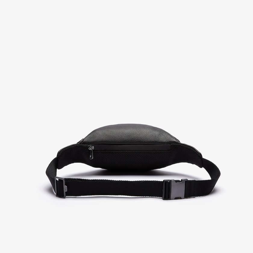 Bolsas Lacoste Masculino Pretas Soft Matte Grained Leather Zip Belt Bag AP4-79127B1