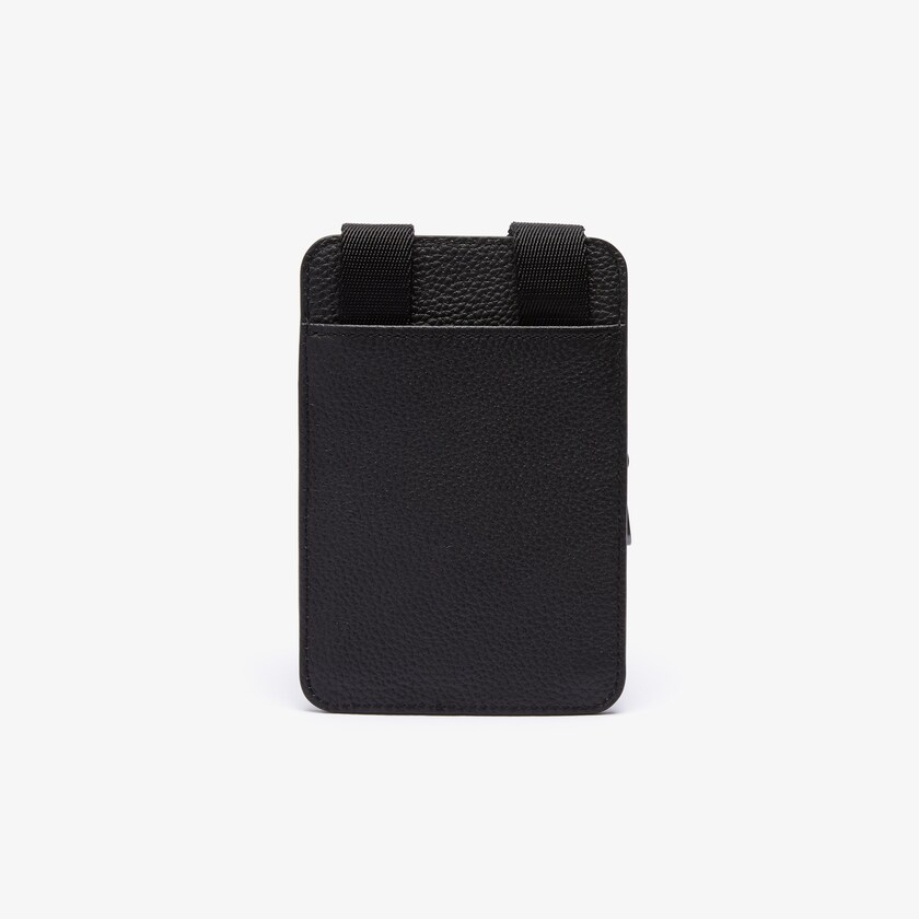Bolsas Lacoste Masculino Pretas Soft Matte Grained Leather Smartphone Pouch LY1-17631S7