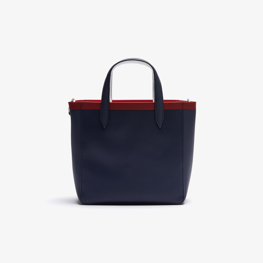 Bolsas Tote Lacoste Feminino Azul Marinho Branco Vermelhas Anna Contrast L Coated Canvas DZ8-70977J2