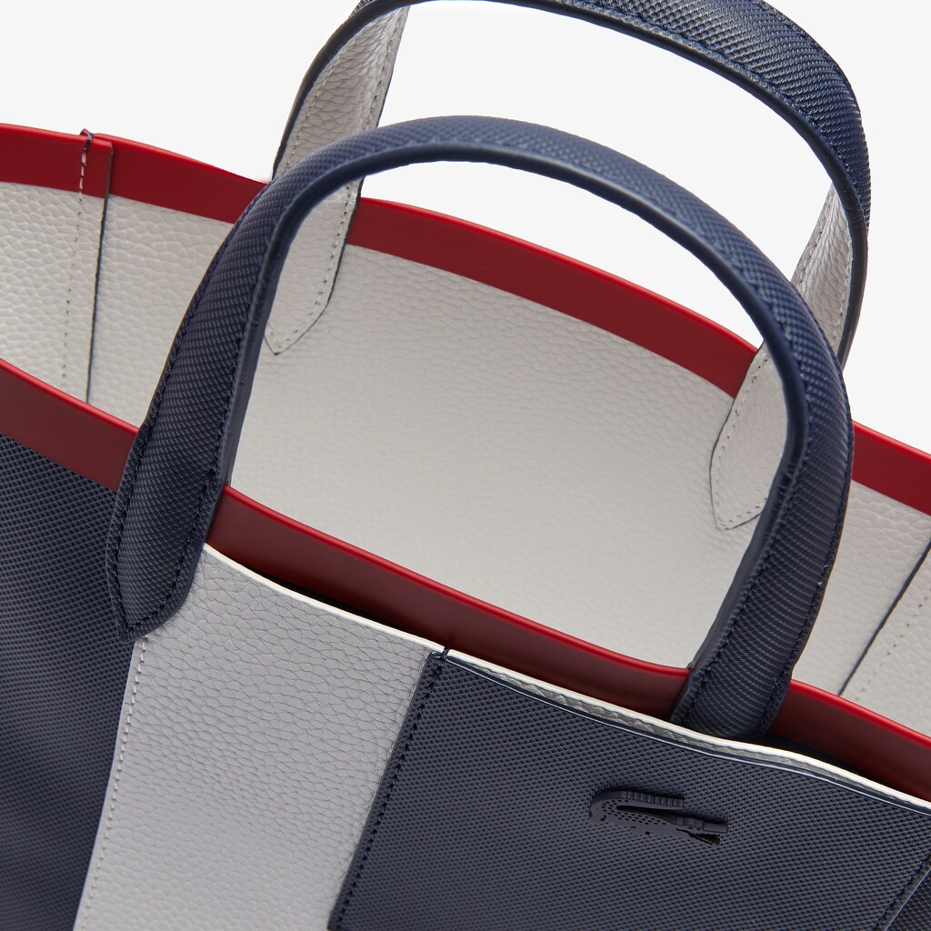 Bolsas Tote Lacoste Feminino Azul Marinho Branco Vermelhas Anna Contrast L Coated Canvas DZ8-70977J2