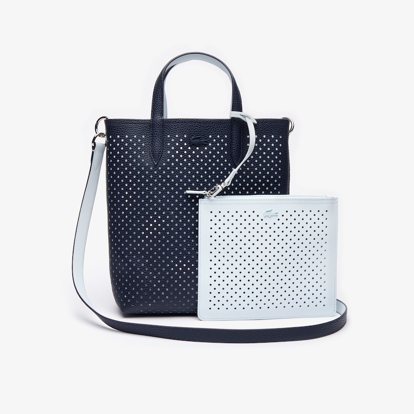 Bolsas Tote Lacoste Feminino Azul Marinho Escuro Branco Anna Removable Pouch Perforated Vertical CA3-65806I6