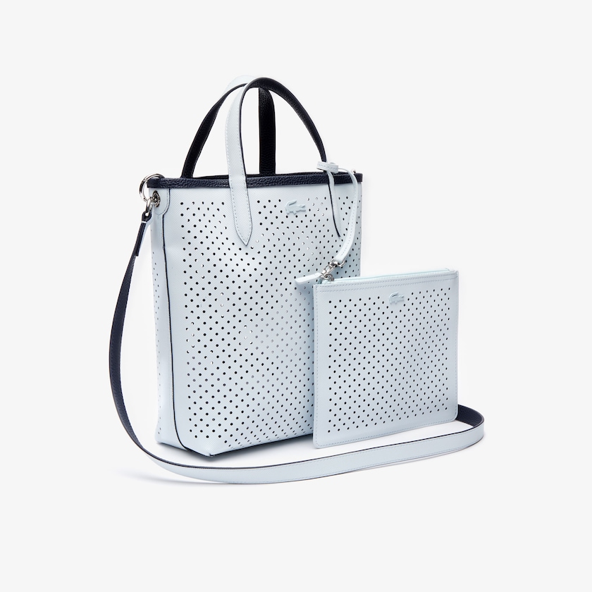 Bolsas Tote Lacoste Feminino Azul Marinho Escuro Branco Anna Removable Pouch Perforated Vertical CA3-65806I6