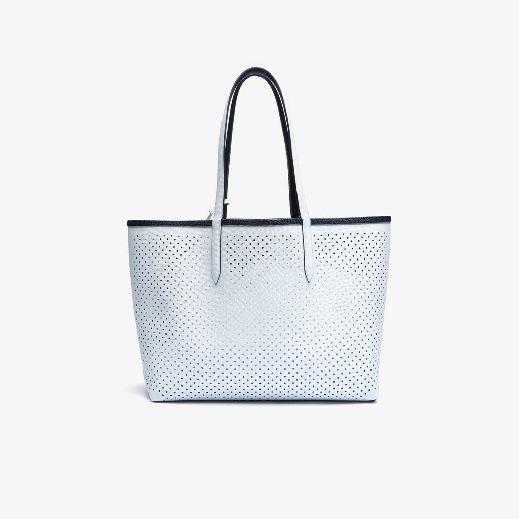 Bolsas Tote Lacoste Feminino Azul Marinho Escuro Branco Anna Removable Pouch Perforated Reversible CW9-15001A9