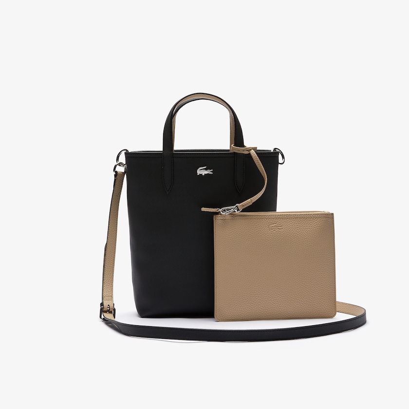 Bolsas Tote Lacoste Feminino Pretas Caqui Anna Reversible Coated Canvas IF3-28642T4
