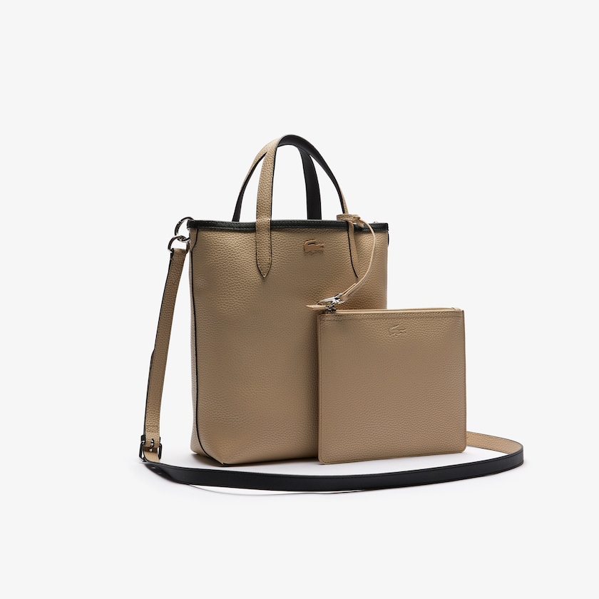 Bolsas Tote Lacoste Feminino Pretas Caqui Anna Reversible Coated Canvas IF3-28642T4