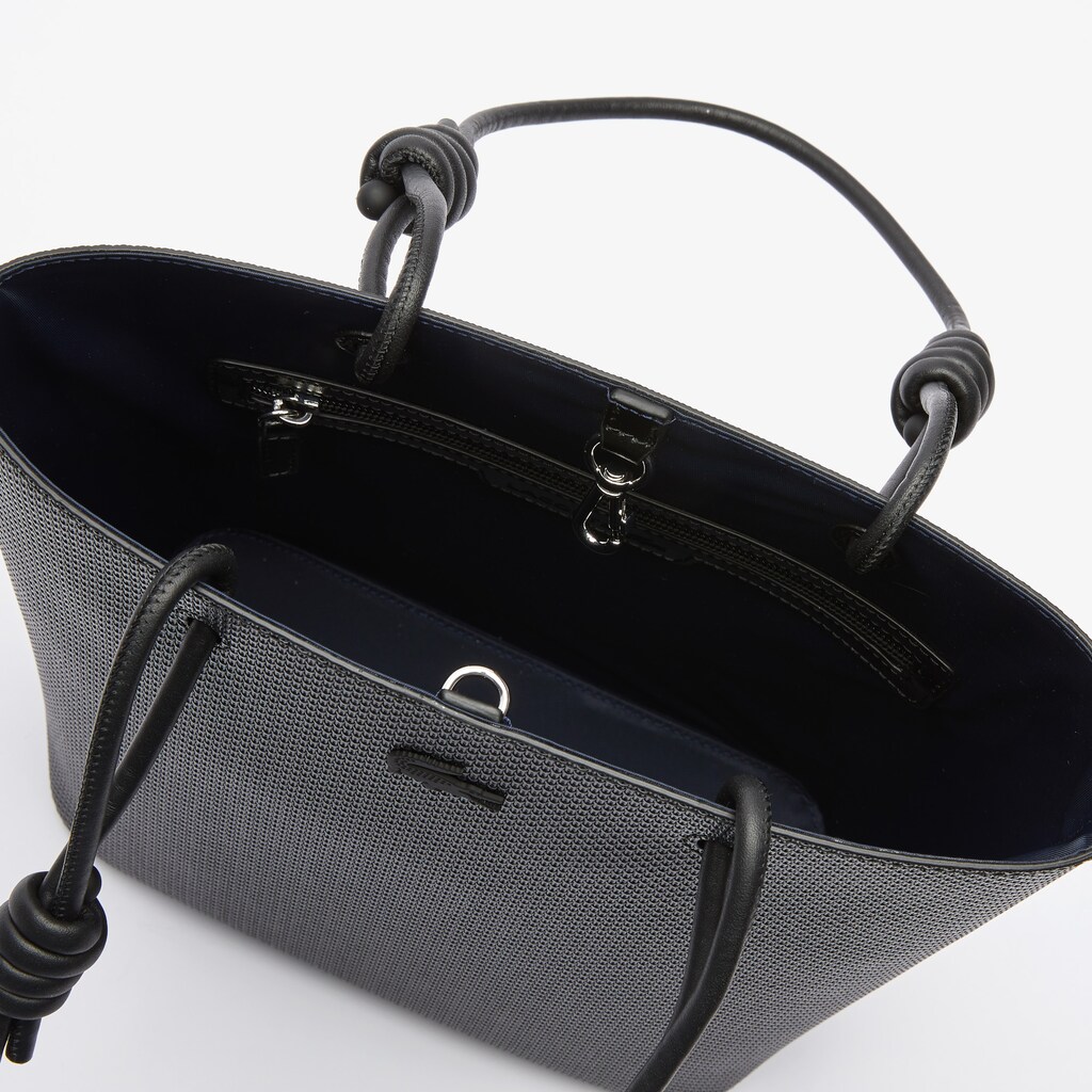 Bolsas Tote Lacoste Feminino Pretas Chantaco Matte Piqué Leather Vertical PD9-60476S8