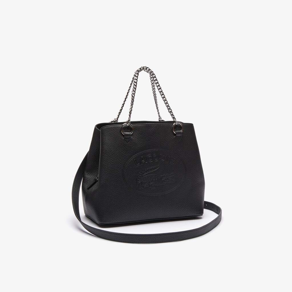 Bolsas Tote Lacoste Feminino Pretas Croco Crew Embossed Logo Small Leather VD8-45084K9