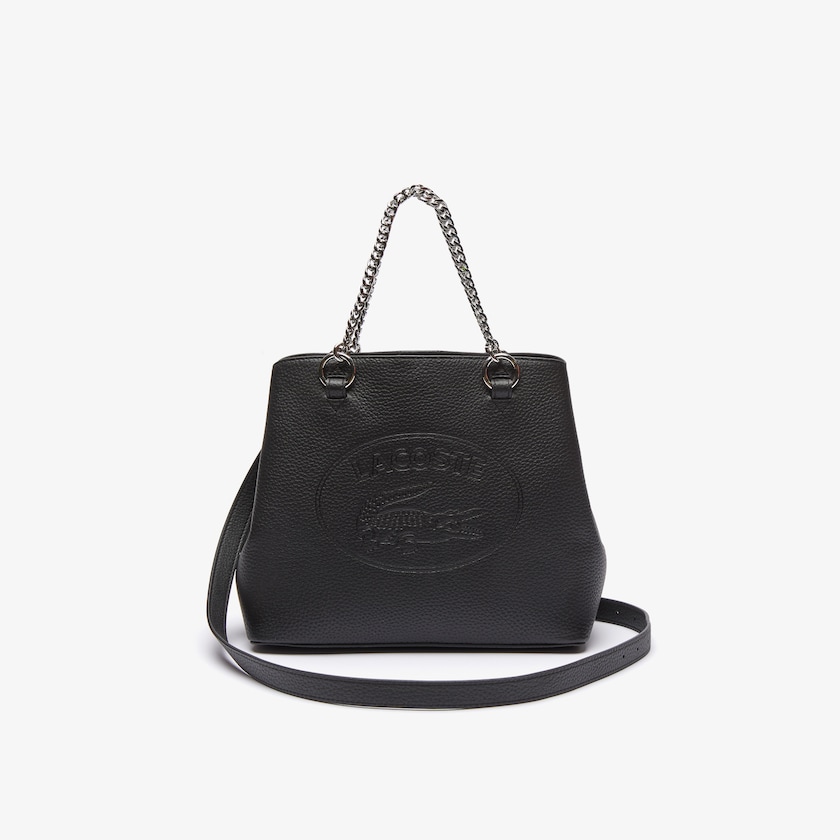 Bolsas Tote Lacoste Feminino Pretas Croco Crew Embossed Logo Small Leather VD8-45084K9