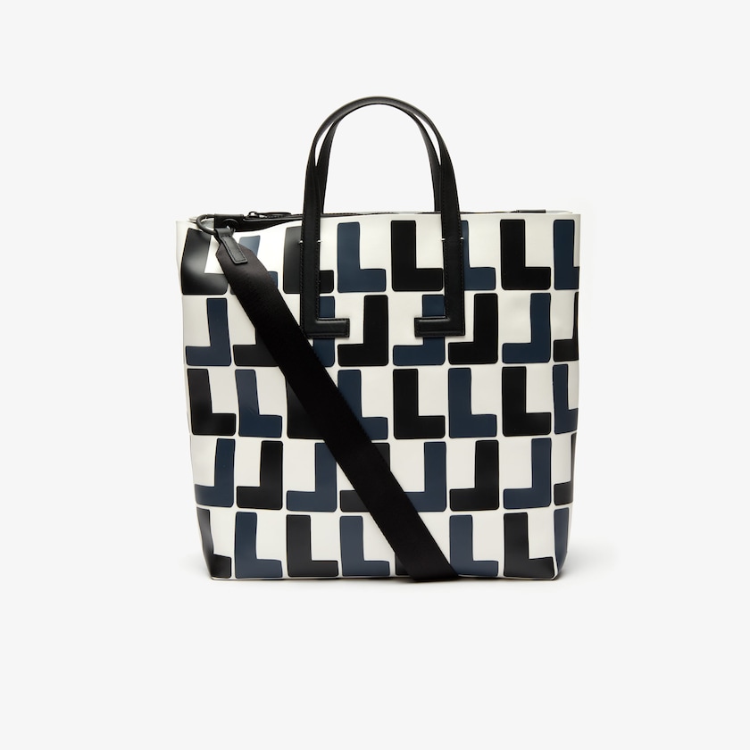 Bolsas Tote Lacoste Feminino Branco Pretas Fashion Show Monogram Leather Double ZW3-28392D1