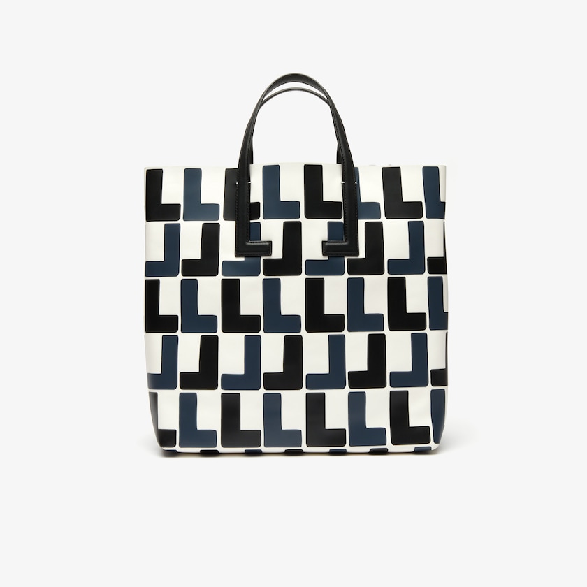Bolsas Tote Lacoste Feminino Branco Pretas Fashion Show Monogram Leather Double ZW3-28392D1