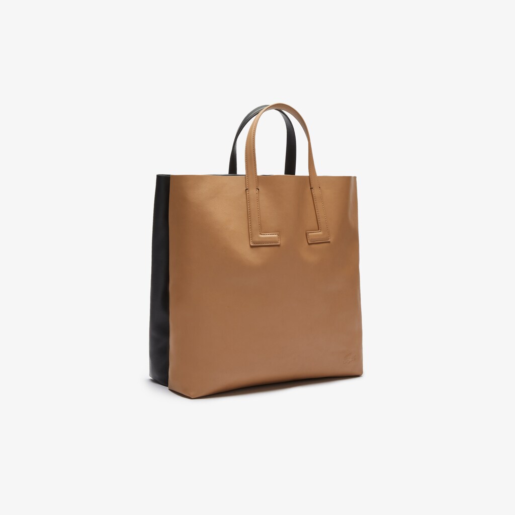 Bolsas Tote Lacoste Feminino Pretas Fashion Show Two-Tone Leather Double BJ9-60376D4