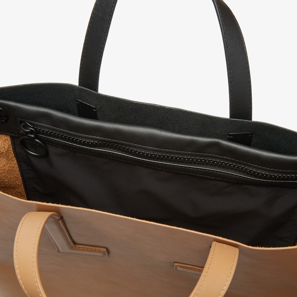 Bolsas Tote Lacoste Feminino Pretas Fashion Show Two-Tone Leather Double BJ9-60376D4