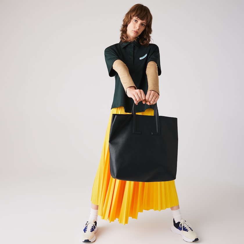 Bolsas Tote Lacoste Feminino Verdes Escuro Fashion Show Two-Tone Leather Double XS8-26352N1