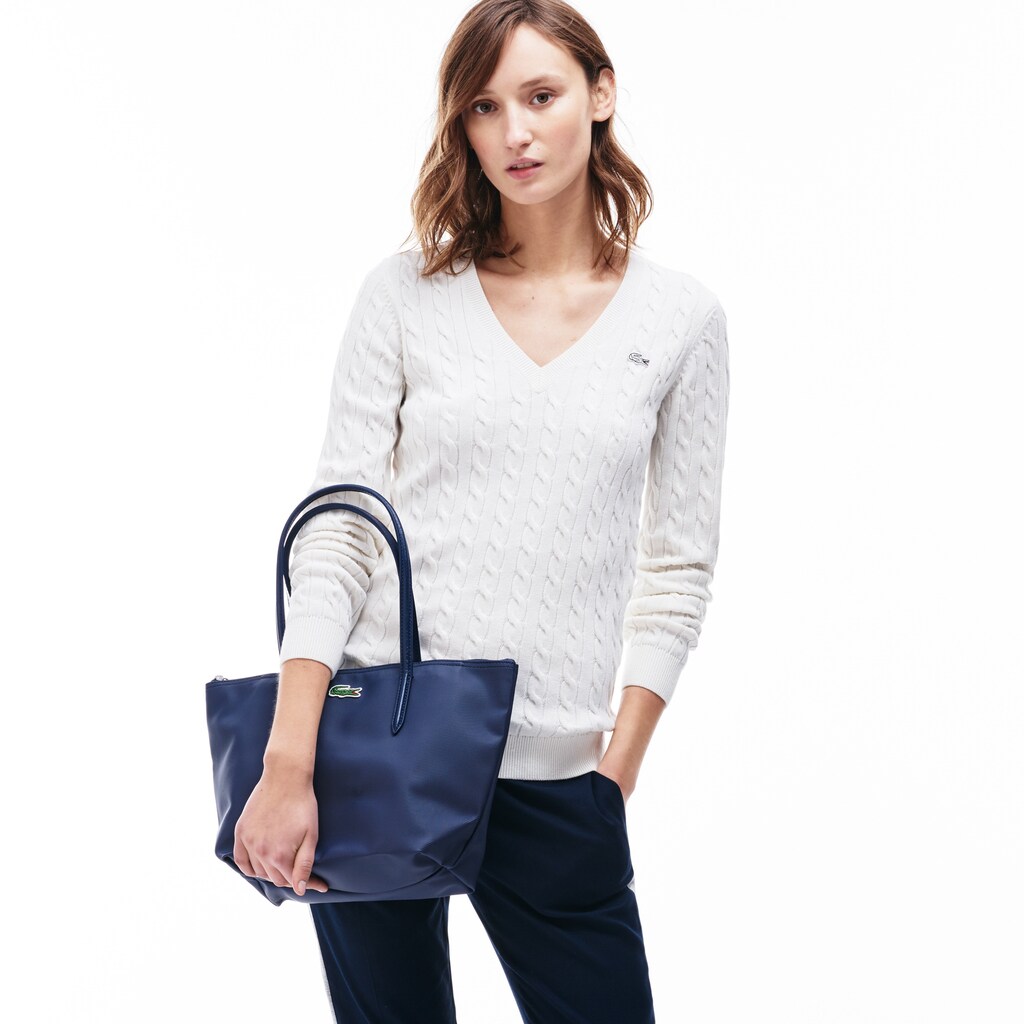 Bolsas Tote Lacoste Feminino Pretas L.12.12 Concept Small Zip BS6-99179U2