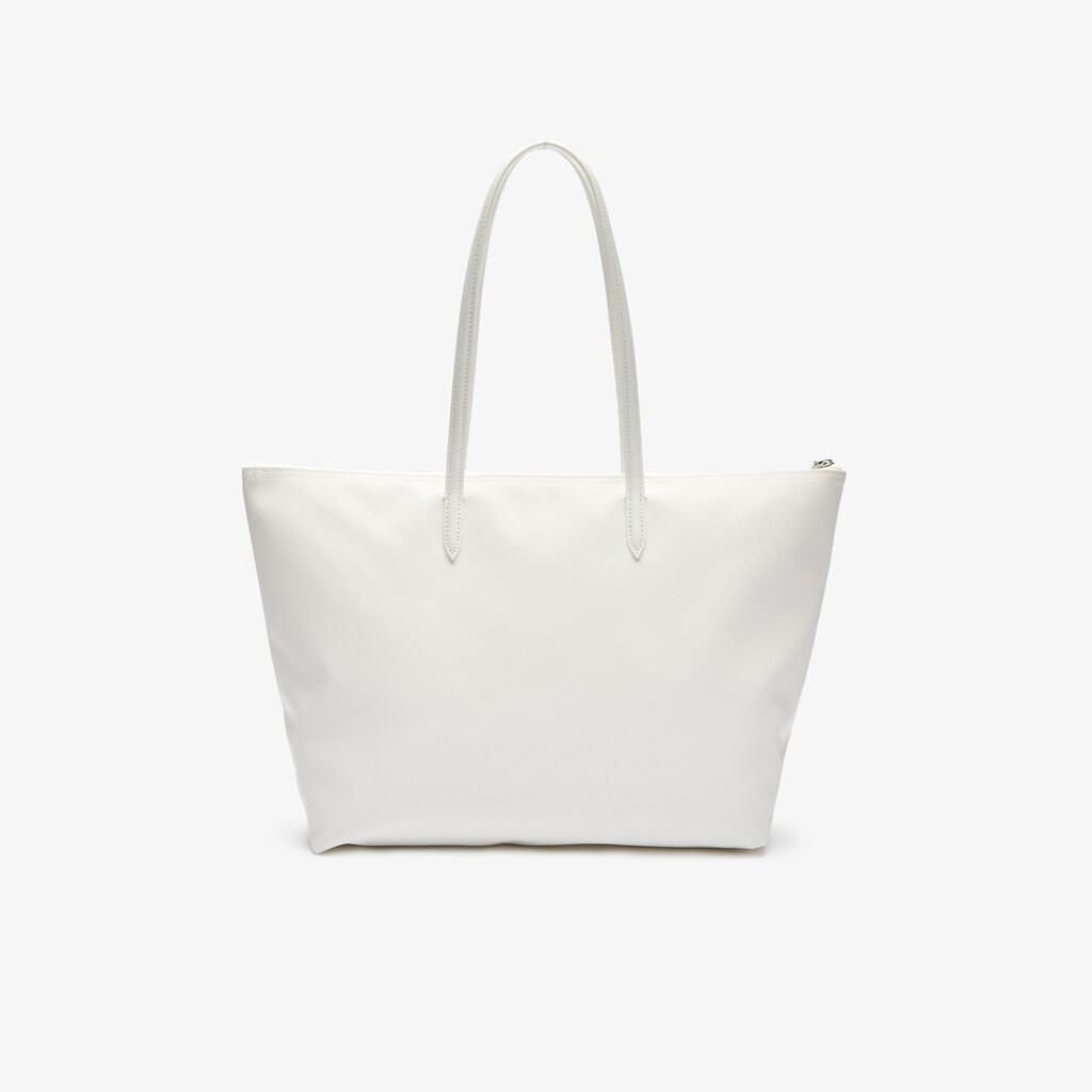 Bolsas Tote Lacoste Feminino Branco Azuis L.12.12 Nautical Stripes Large Coated Canvas CR1-48374X7