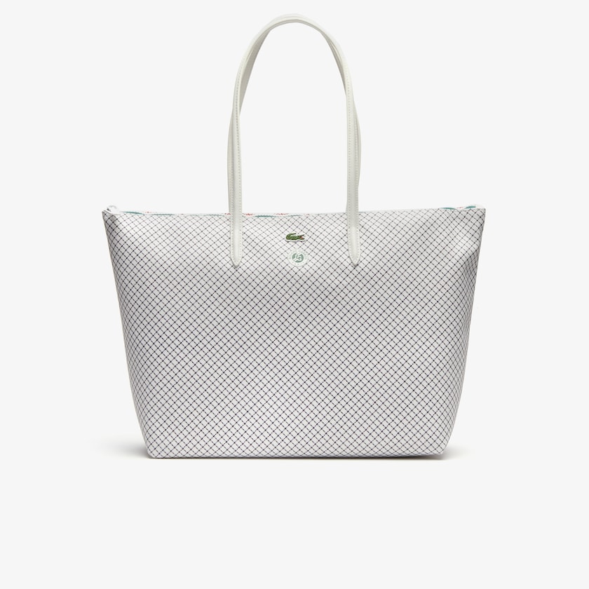 Bolsas Tote Lacoste Feminino Bege Roland Garros Panama Hat Print Zippered WE4-69066O0