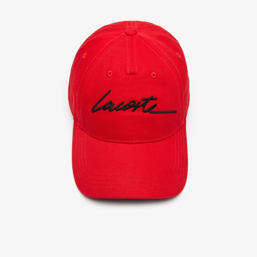 Boné Lacoste Masculino Vermelhas Pretas LIVE Signature Cotton NJ4-80438Q0