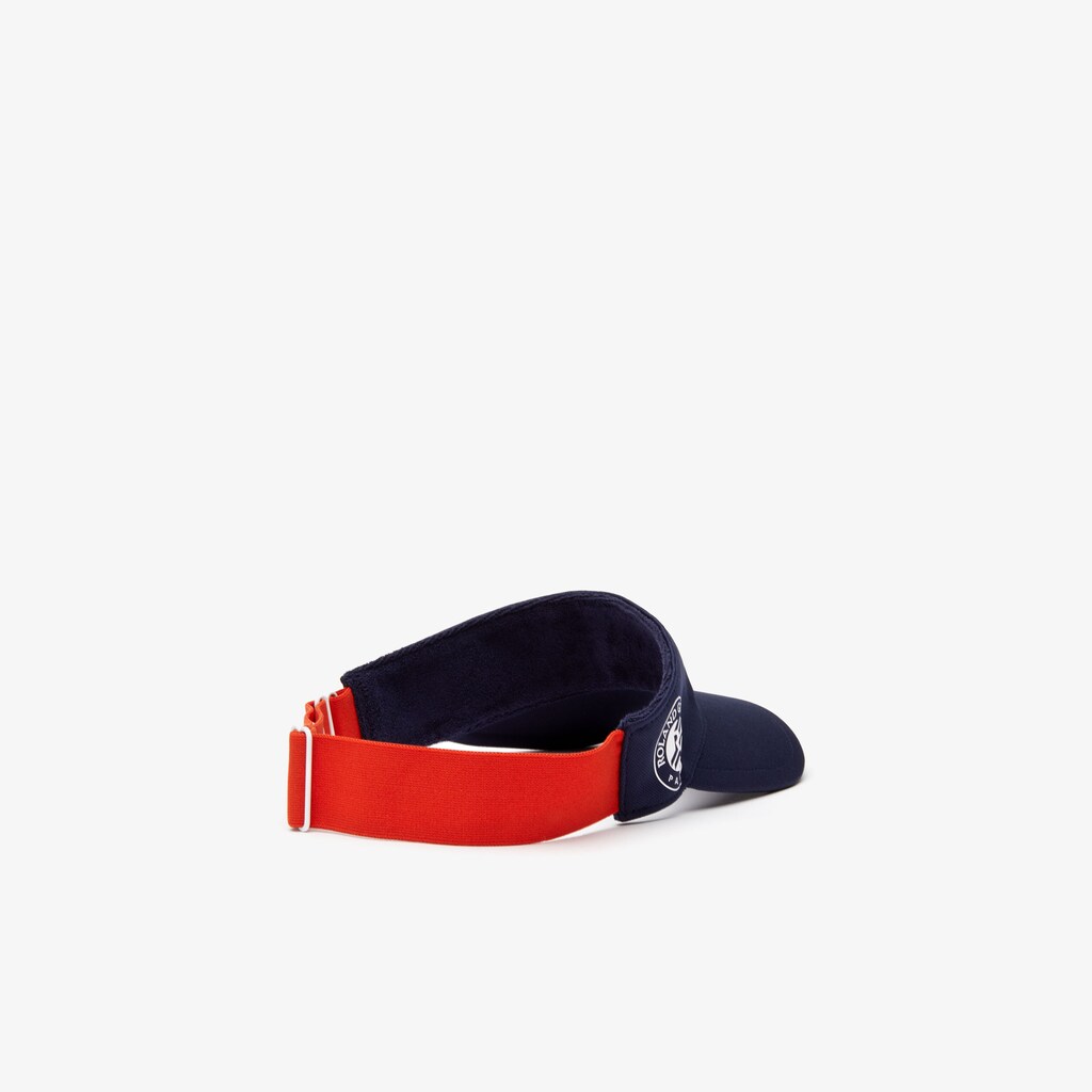 Boné Lacoste Masculino Azul Marinho Azuis Vermelhas Branco SPORT Roland Garros Two-Tone Piqué Visor MU2-76717I2