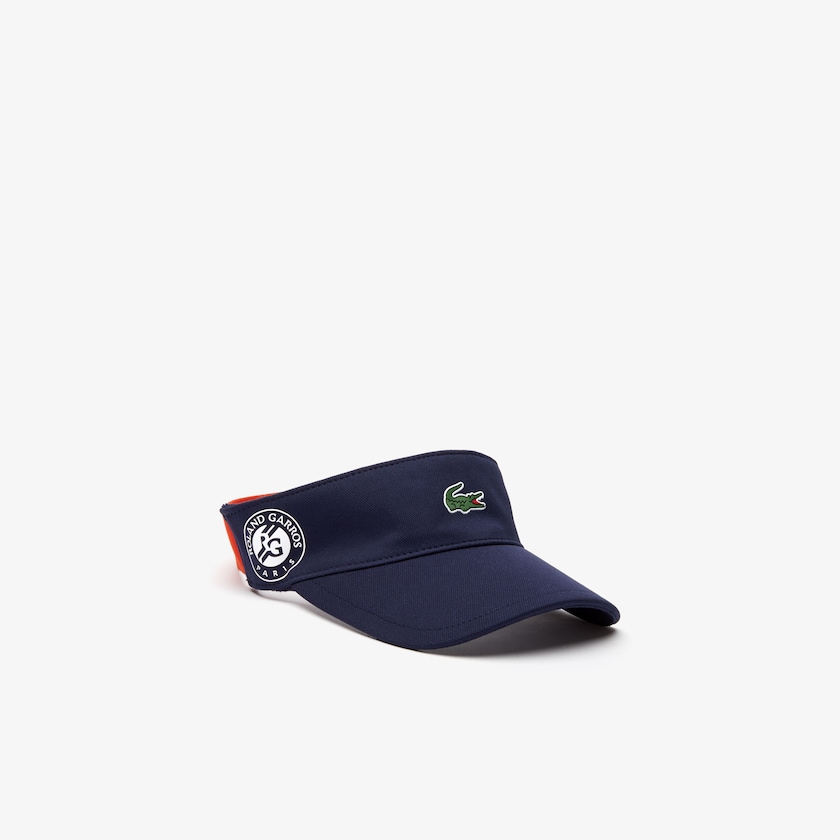 Boné Lacoste Masculino Azul Marinho Azuis Vermelhas Branco SPORT Roland Garros Two-Tone Piqué Visor MU2-76717I2
