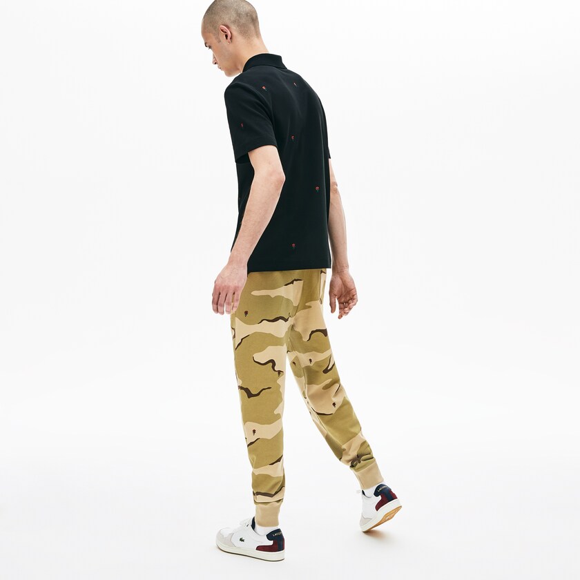 Calça Moletom Lacoste Masculino Bege Branco Live Rose Embroidered Camo Sweatpant SV6-42574A9