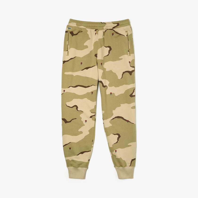 Calça Moletom Lacoste Masculino Bege Branco Live Rose Embroidered Camo Sweatpant SV6-42574A9