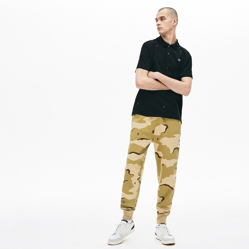 Calça Moletom Lacoste Masculino Bege Branco Live Rose Embroidered Camo Sweatpant SV6-42574A9