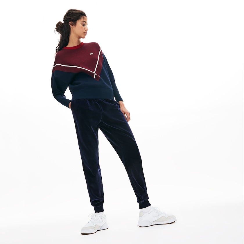 Calça Moletom Lacoste Feminino Azul Marinho Azuis Tapered Velour Terry EH1-51285U4