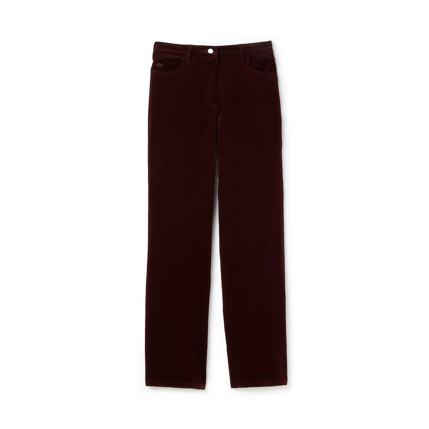 Calças Lacoste Feminino Marrom Boxy Fit Striped Cotton Velour HR8-49594S5