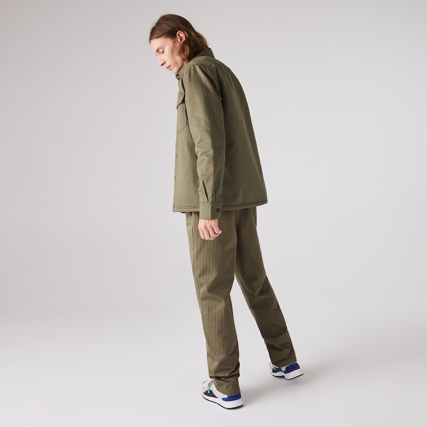 Calças Lacoste Masculino Caqui Verdes Chevron Textured Cotton Cargo MR7-24172H7
