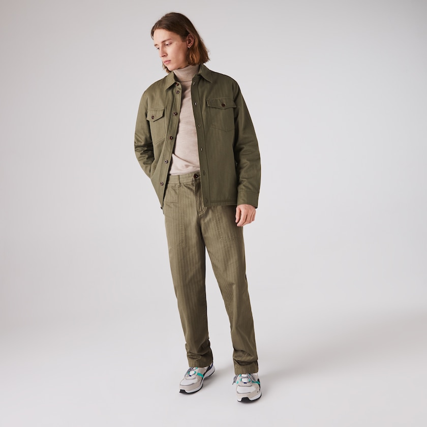 Calças Lacoste Masculino Caqui Verdes Chevron Textured Cotton Cargo MR7-24172H7