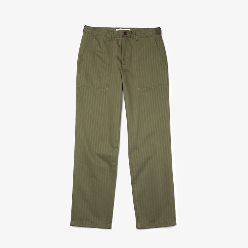 Calças Lacoste Masculino Caqui Verdes Chevron Textured Cotton Cargo MR7-24172H7