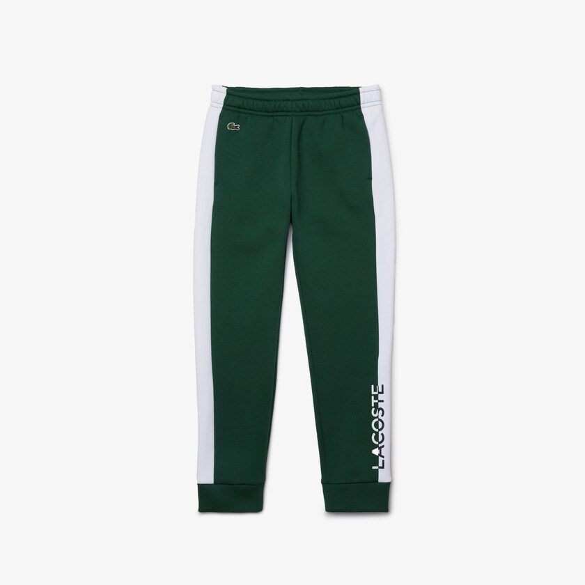 Calças Lacoste Criança Verdes Branco Color-Blcoked Fleece Track PK4-46054A0
