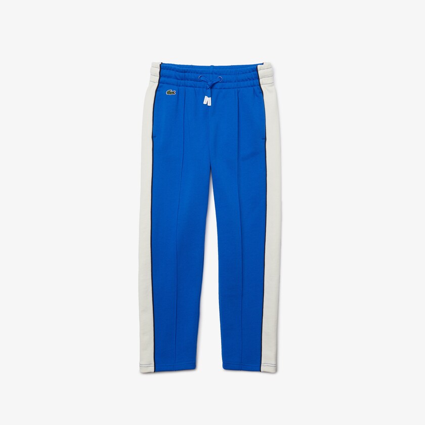 Calças Lacoste Criança Azuis Branco Azul Marinho Azuis Colorblock Cotton Fleece Track TS0-03390Z5