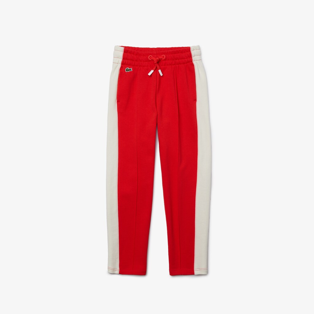 Calças Lacoste Criança Vermelhas Branco Rosa Colorblock Cotton Fleece Track SM0-87368R0