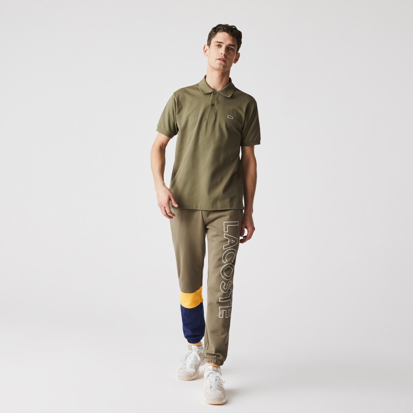 Calças Lacoste Masculino Caqui Verdes Amarelas Azuis Colorblock Fleece Track QW7-14951B7