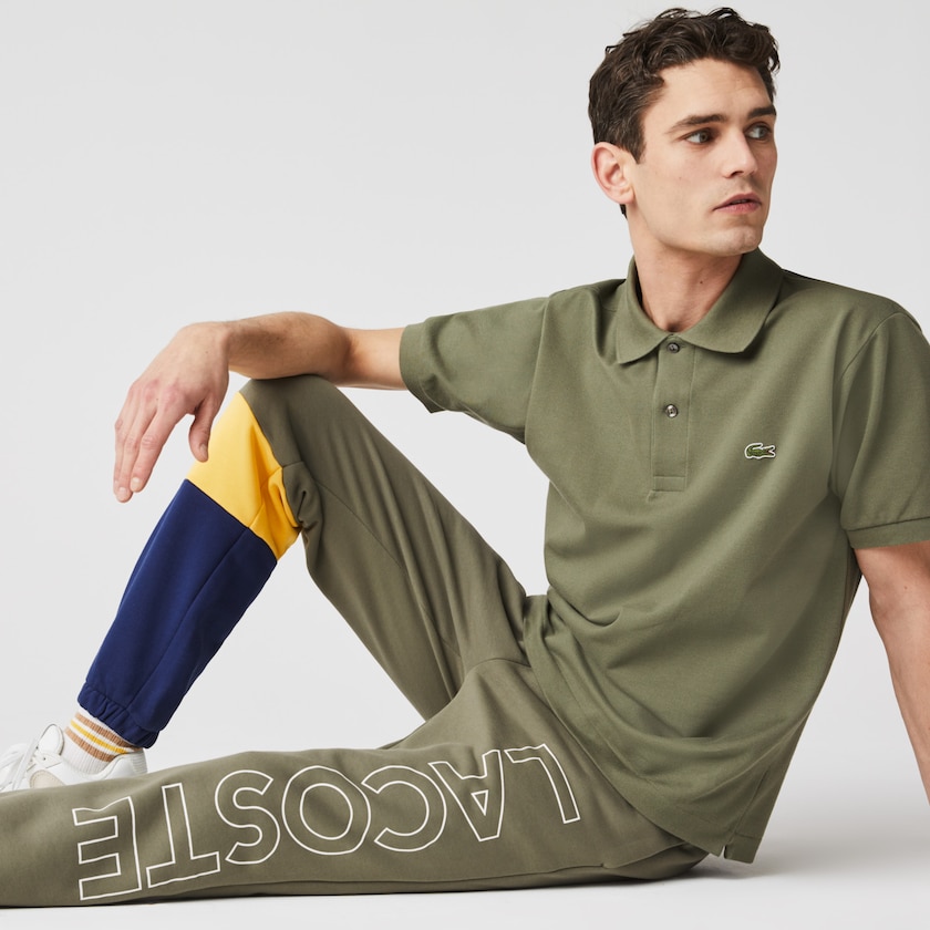 Calças Lacoste Masculino Caqui Verdes Amarelas Azuis Colorblock Fleece Track QW7-14951B7
