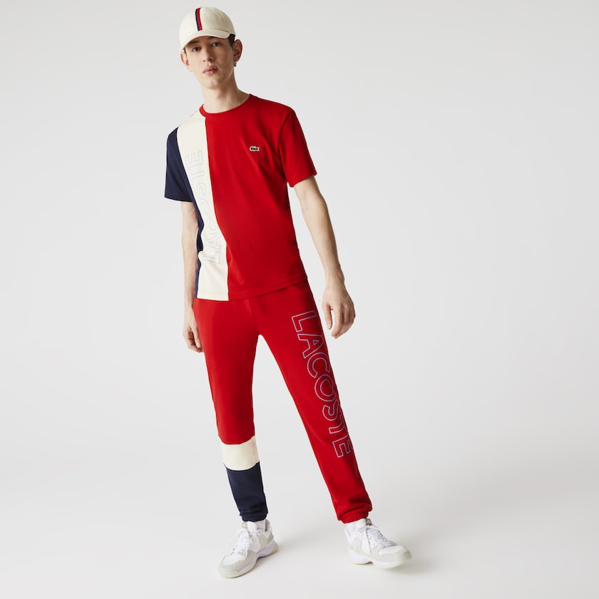 Calças Lacoste Masculino Vermelhas Bege Azul Marinho Azuis Colorblock Fleece Track UL9-52395T7