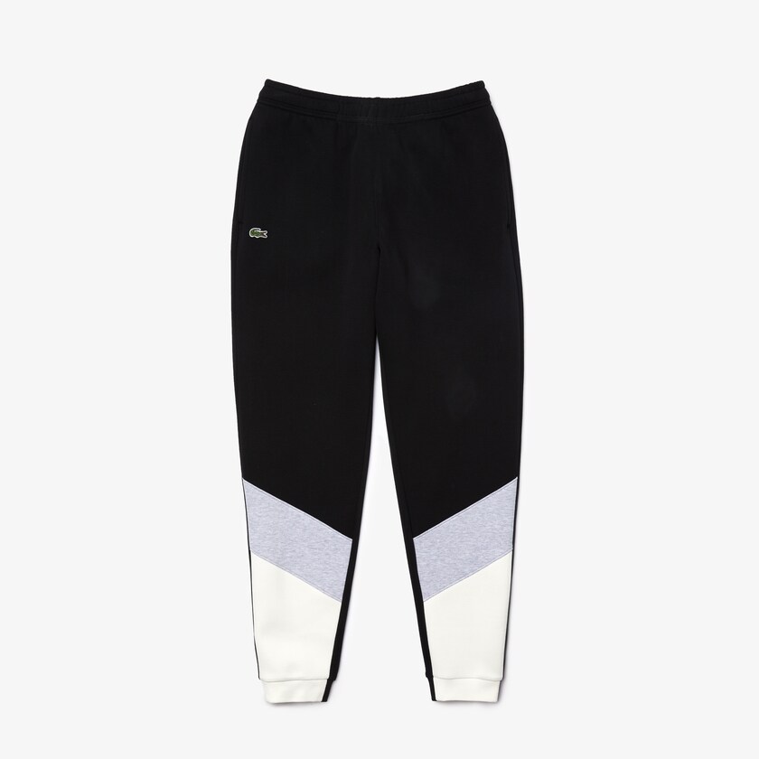 Calças Lacoste Masculino Branco Cinzentas Pretas Colorblock Piqué Fleece Jogging PG5-44224H1
