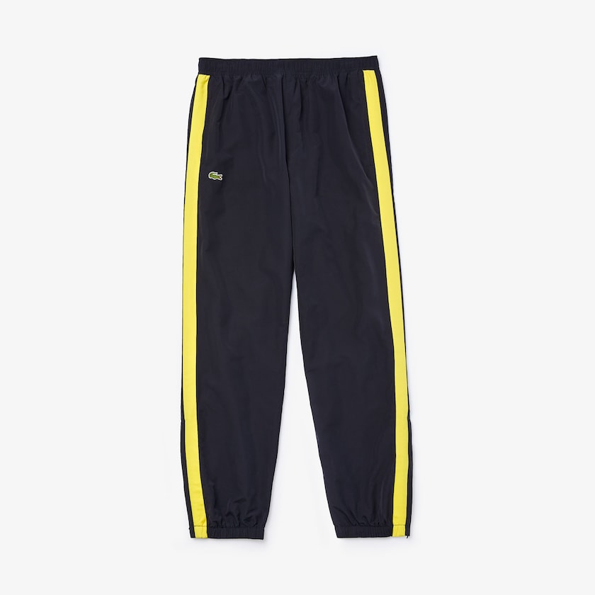Calças Lacoste Masculino Azul Marinho Azuis Amarelas Branco Contrast Striped Water-Repellant Tracksuit CW8-66796G1