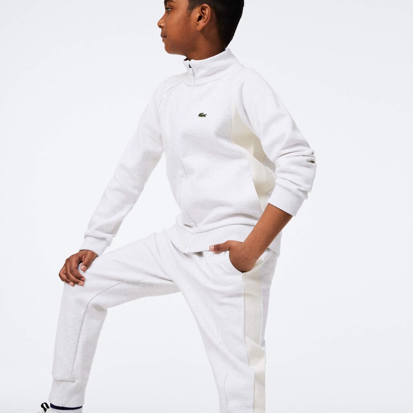 Calças Lacoste Criança Cinzentas Branco Azul Marinho Azuis Full-Zip Contrast Side Panels Fleece KI8-92199W0