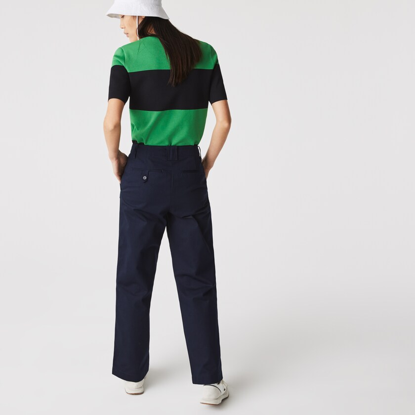Calças Lacoste Feminino Azul Marinho Azuis High-Waisted Flared Cotton RR5-18311F4