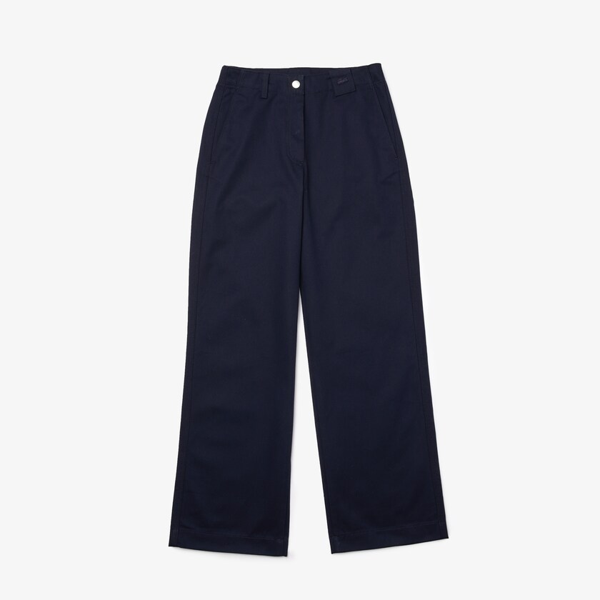 Calças Lacoste Feminino Azul Marinho Azuis High-Waisted Flared Cotton RR5-18311F4