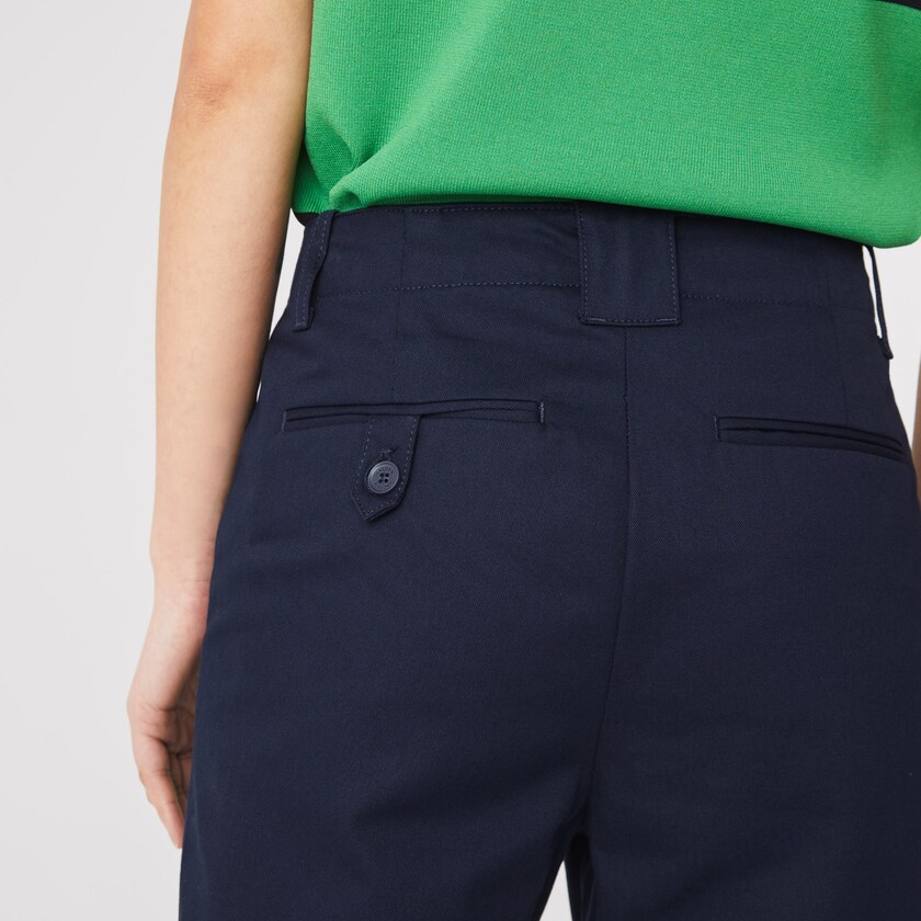 Calças Lacoste Feminino Azul Marinho Azuis High-Waisted Flared Cotton RR5-18311F4