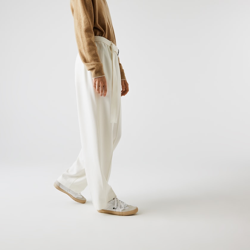 Calças Lacoste Feminino Branco High-Waisted Flared Wool Blend UM8-27842B9