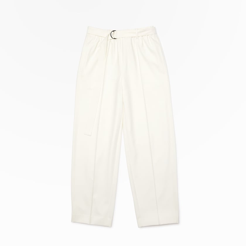 Calças Lacoste Feminino Branco High-Waisted Flared Wool Blend UM8-27842B9