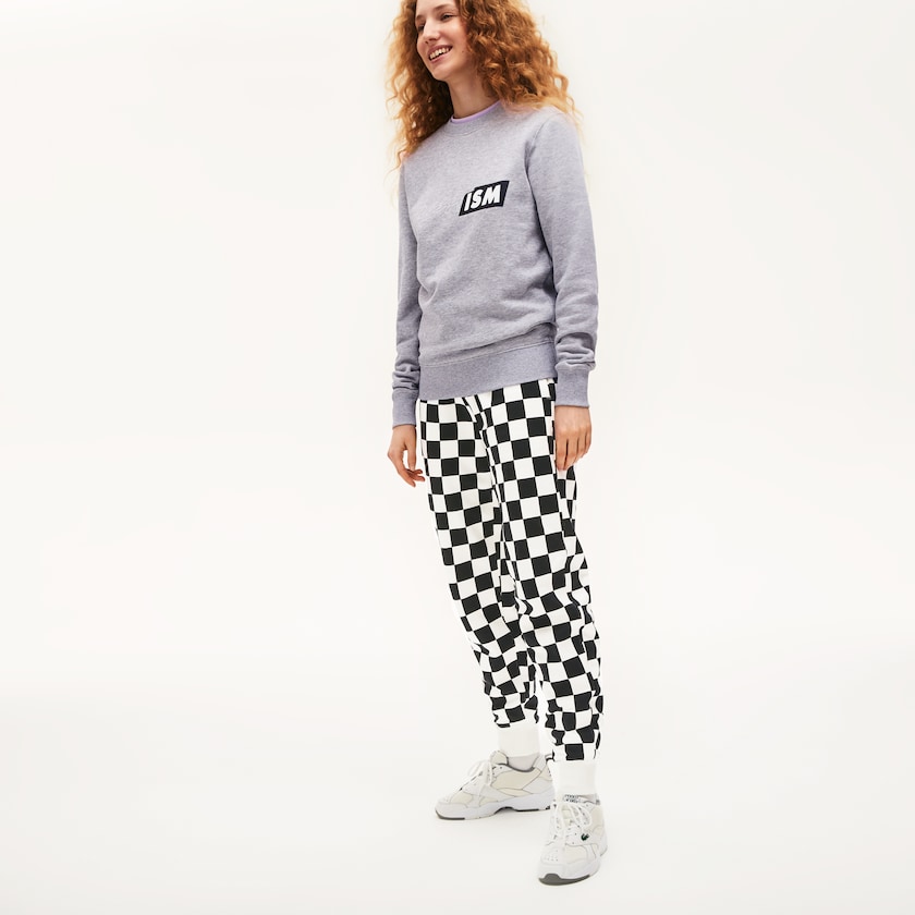 Calças Lacoste Feminino Branco Pretas LIVE Check Fleece Tracksuit IJ0-19201H4