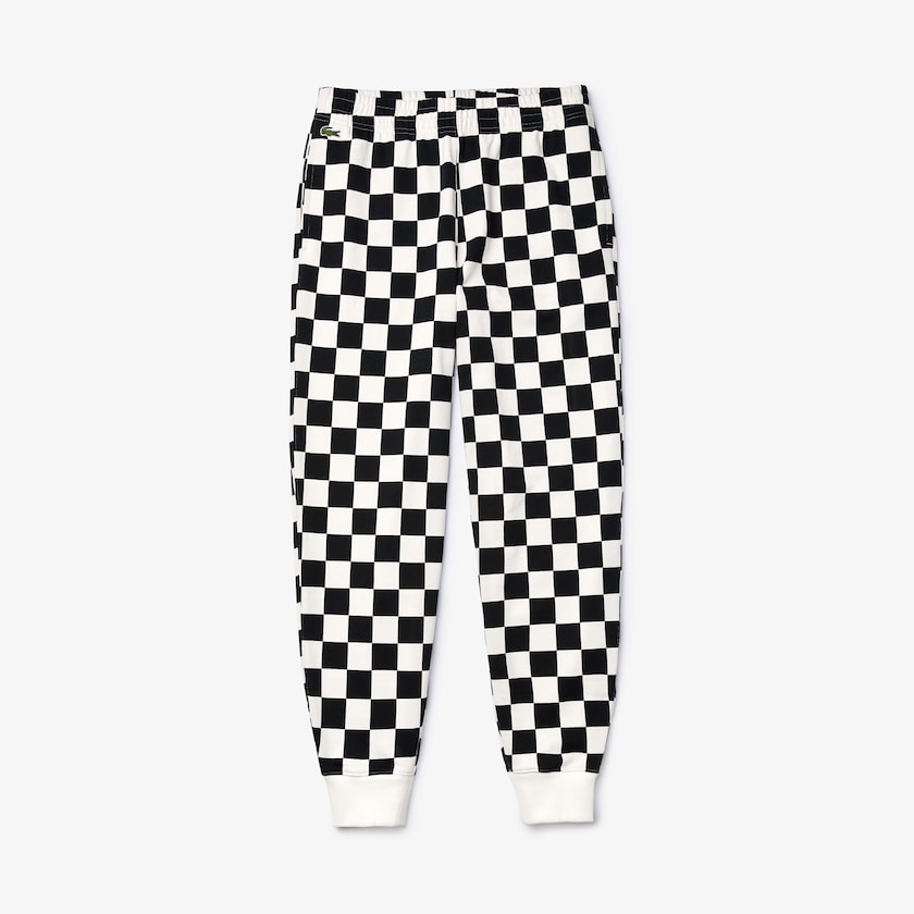 Calças Lacoste Feminino Branco Pretas LIVE Check Fleece Tracksuit IJ0-19201H4