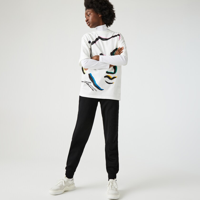 Calças Lacoste Masculino Pretas LIVE Embroidered Cotton Blend Tracksuit UI9-91049X6