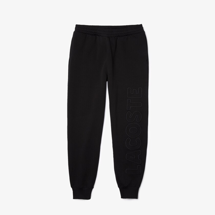 Calças Lacoste Masculino Pretas LIVE Embroidered Cotton Blend Tracksuit UI9-91049X6